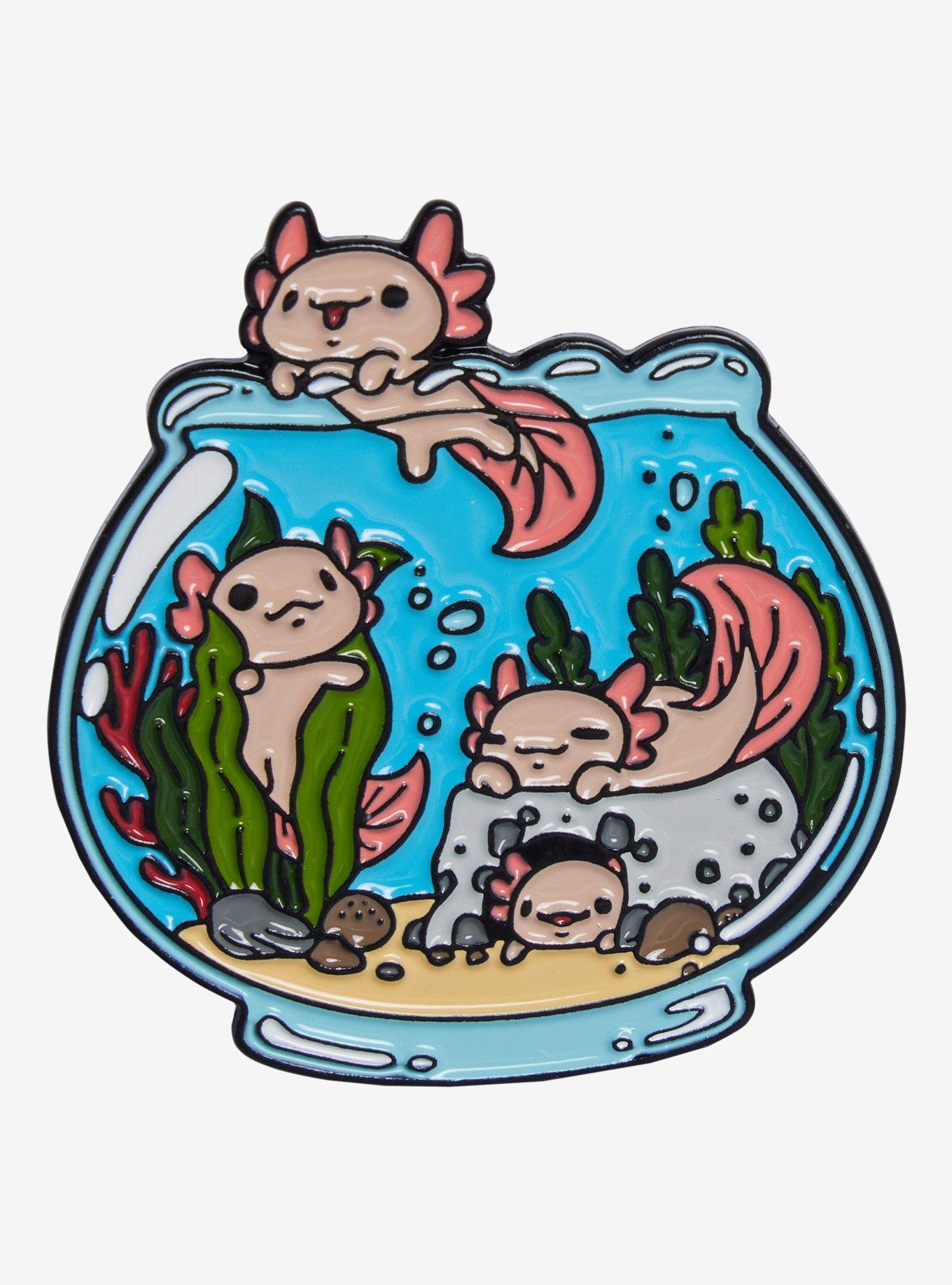 Axolotl Fish Bowl Enamel Pin, , hi-res
