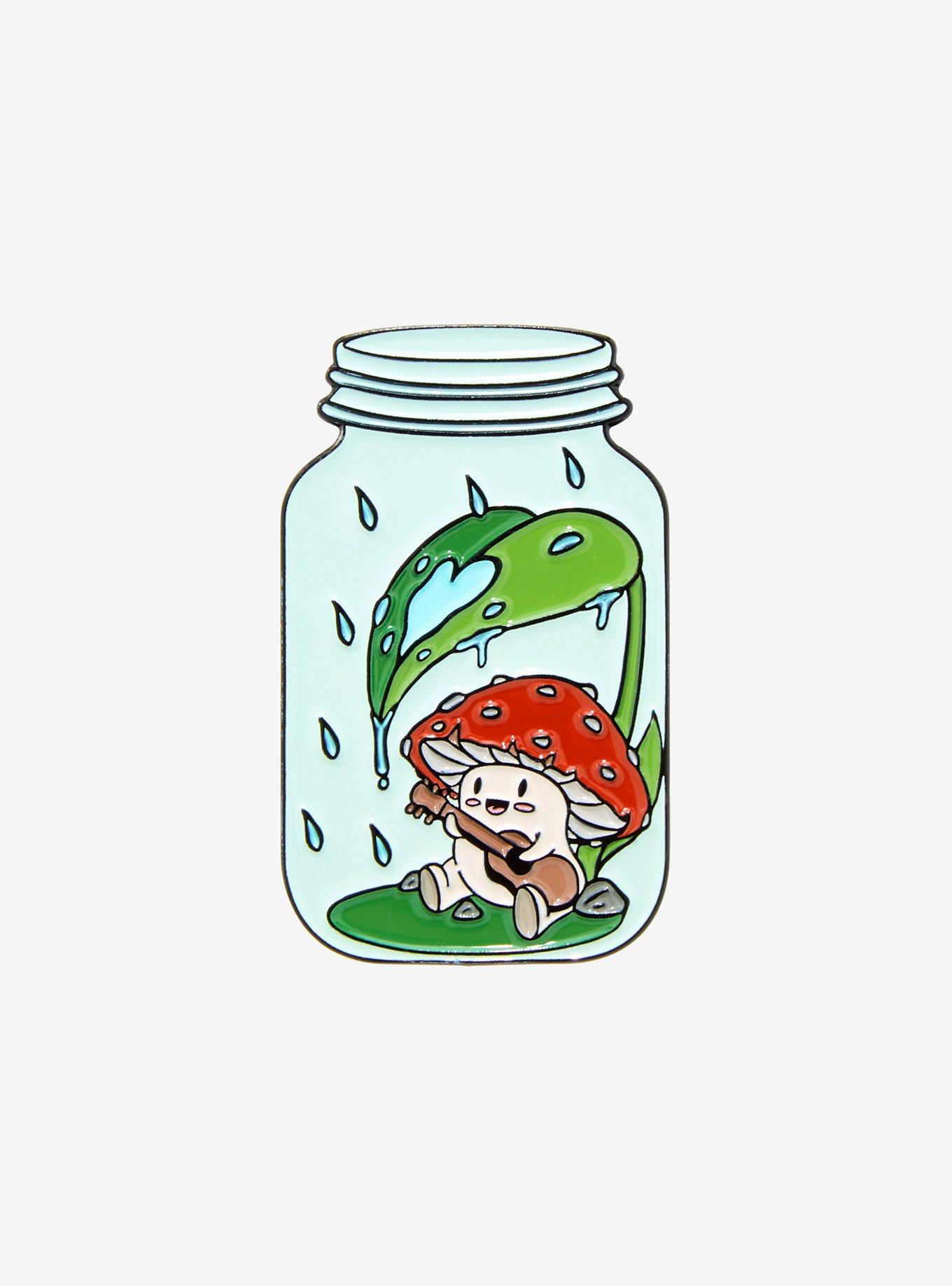 Mushroom Mason Jar Enamel Pin, , hi-res