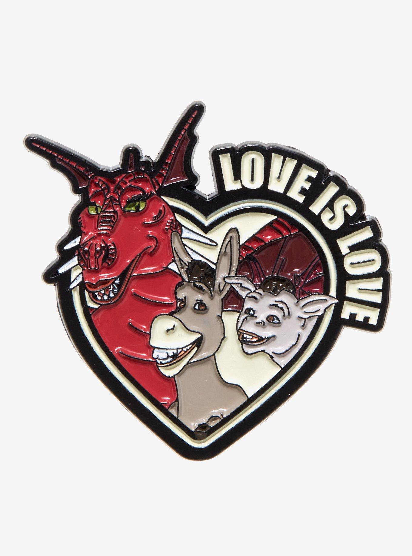 Shrek Donkey Dragon Love Is Love Enamel Pin, , hi-res