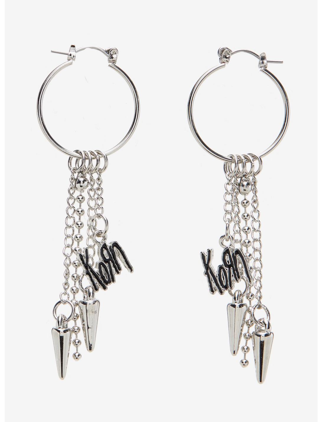 Korn Spike Chain Mini Hoop Earrings, , hi-res