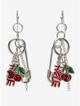 Hole Cherry Safety Pin Earrings, , hi-res