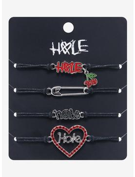Plus Size Hole Charm Cord Bracelet Set, , hi-res