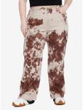 Social Collison Brown Tie-Dye Straight Leg Pants Plus Size, BROWN, hi-res
