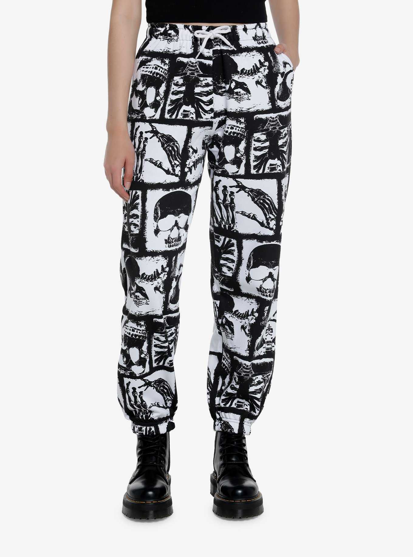Social Collision Skeleton Grid Girls Sweatpants, , hi-res