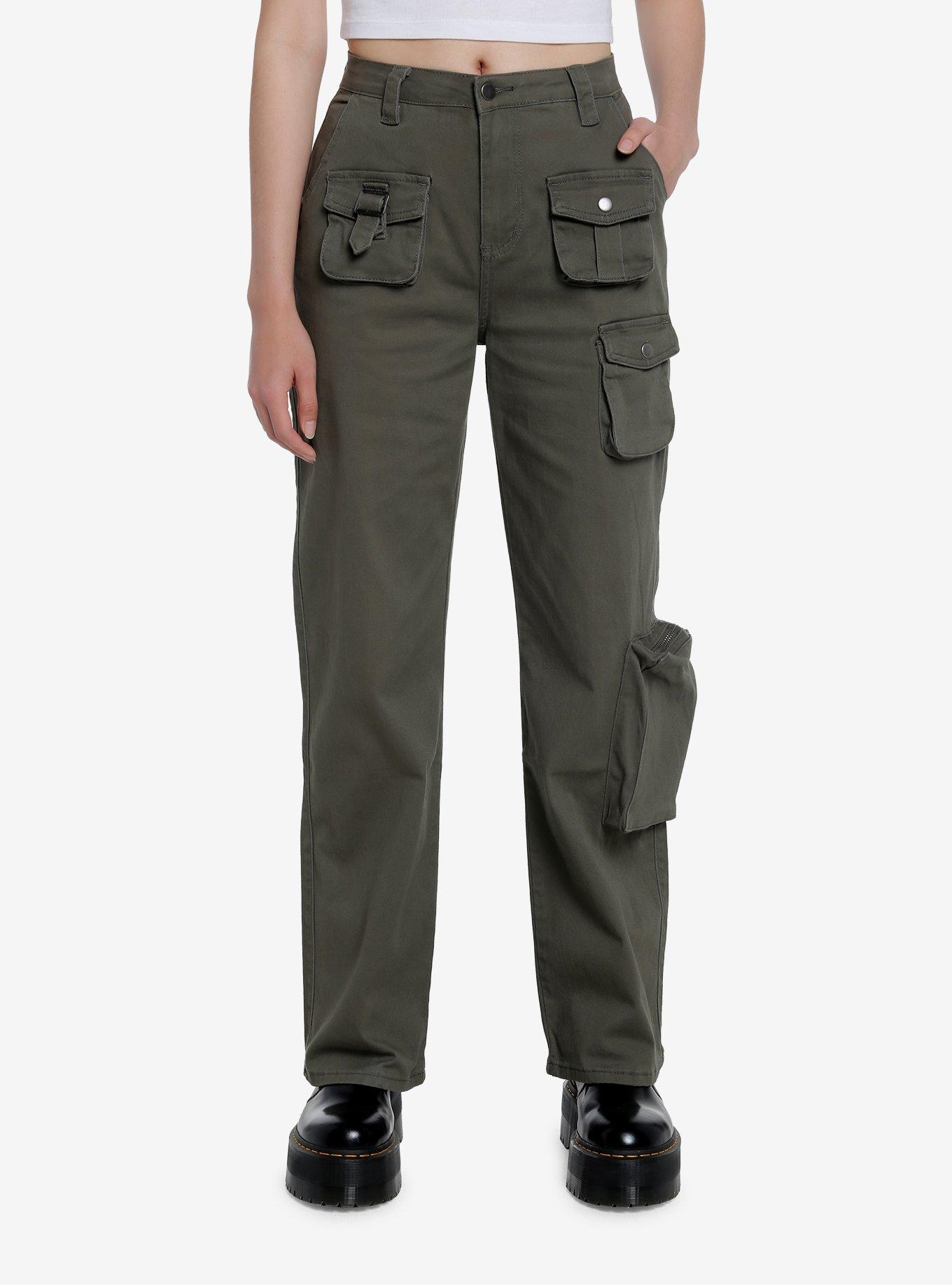 Garage Flare Cargo Pant W/ Belt in Green