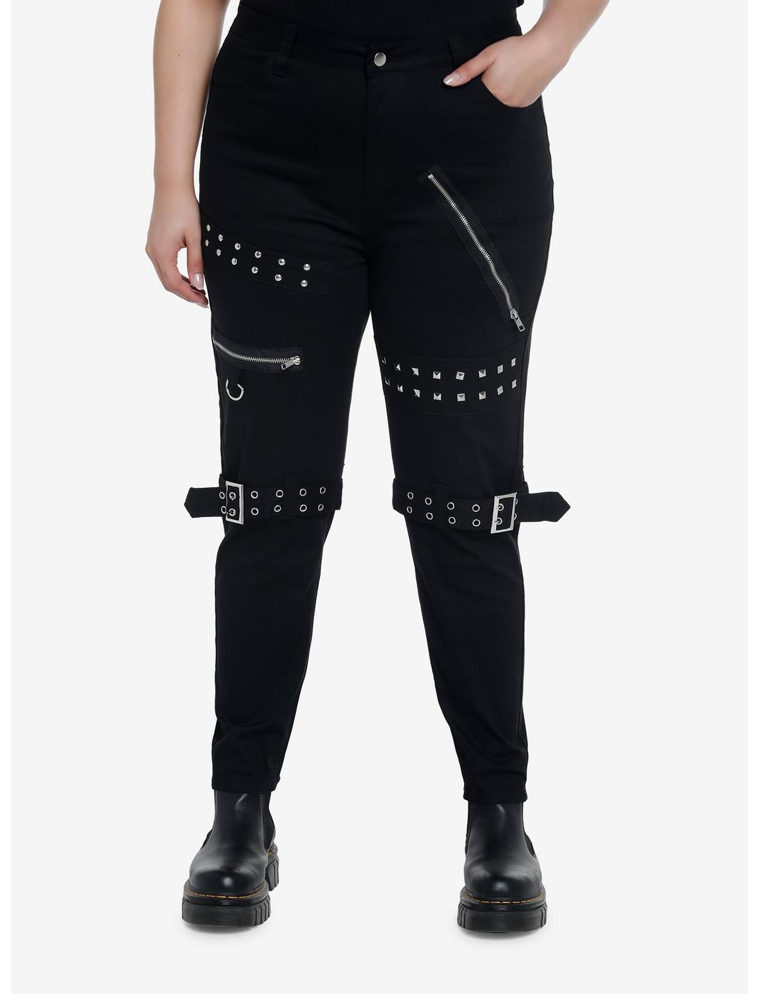 Black Grommet Zipper Super Skinny Jeans Plus Size | Hot Topic