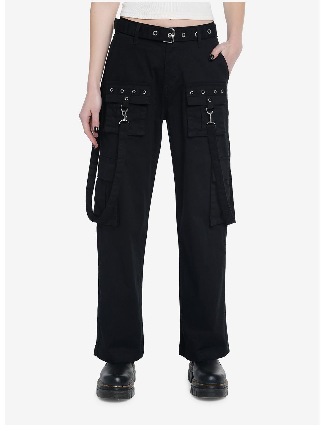 Black Suspender Carpenter Pants, BLACK, hi-res