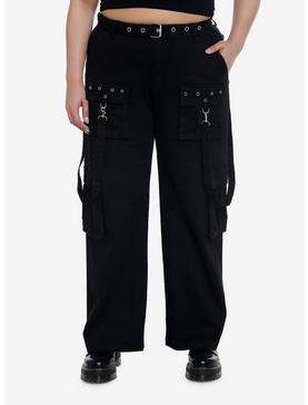 Black Suspender Carpenter Pants Plus Size, , hi-res