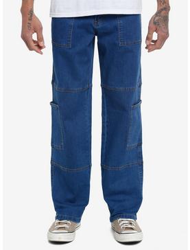 Indigo Wide Leg Cargo Jeans, , hi-res