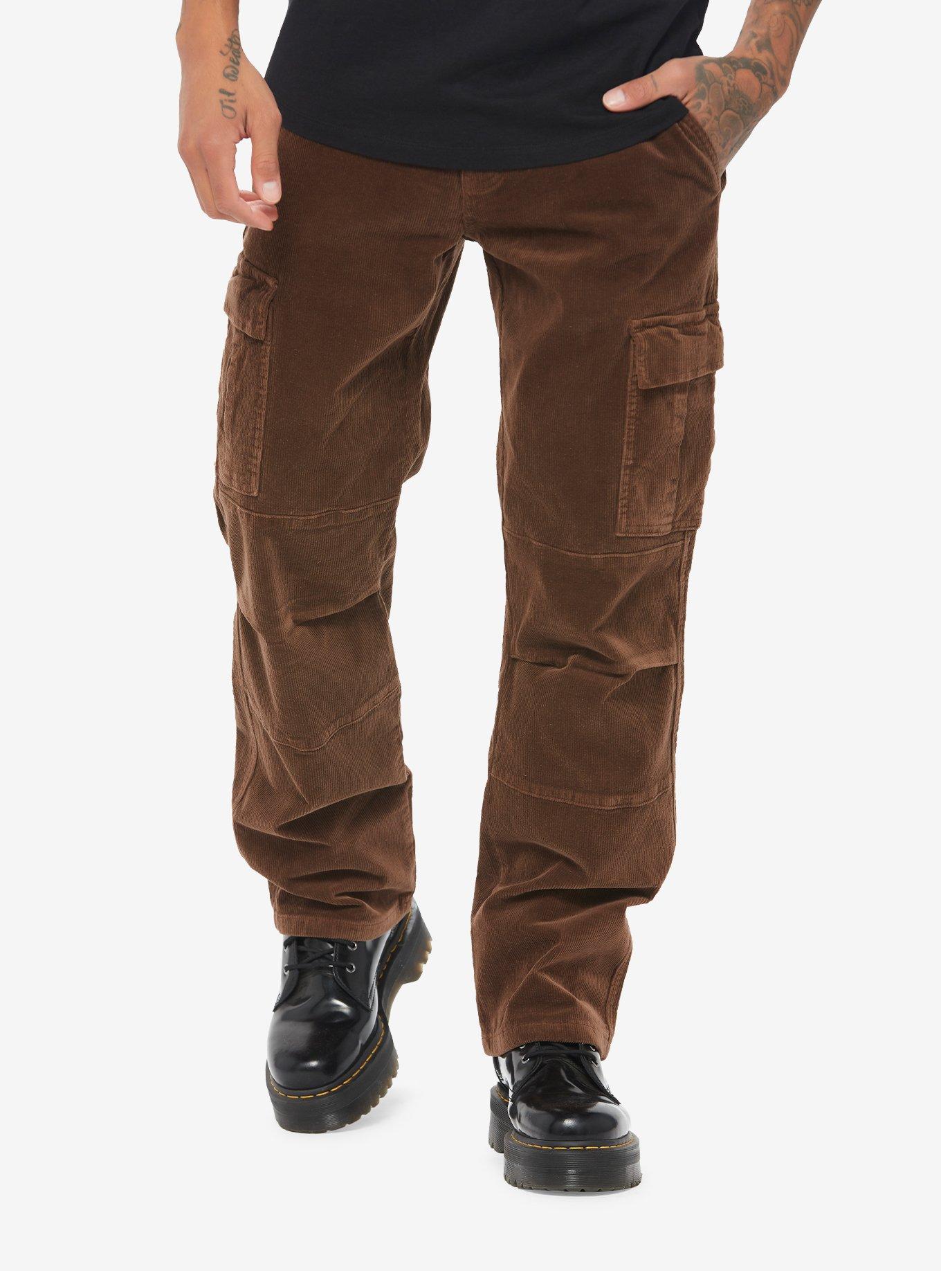 Brown Wide Leg Corduroy Pants, BROWN, hi-res