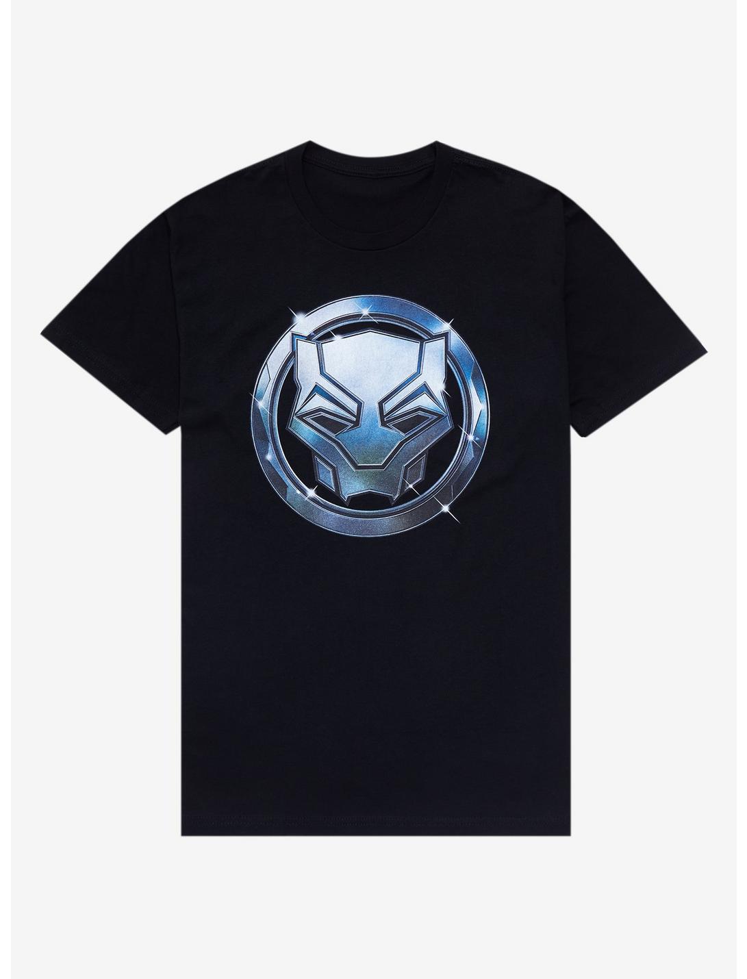 Marvel Black Panther Chrome Mask Logo T-Shirt - BoxLunch Exclusive , BLACK, hi-res