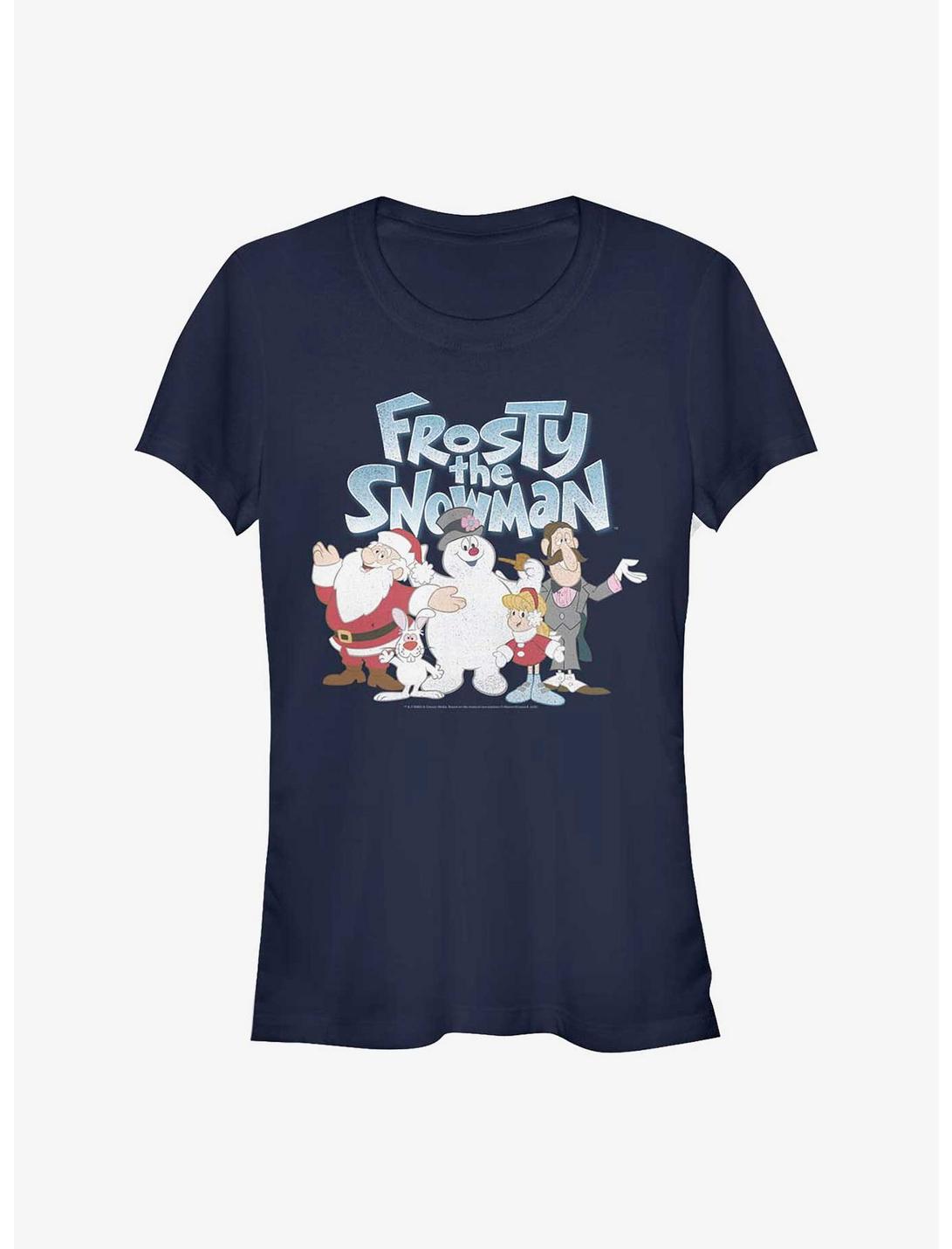 Frosty The Snowman Group Shot Girls T-Shirt, NAVY, hi-res