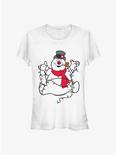 Frosty The Snowman Christmas Lights Girls T-Shirt, WHITE, hi-res