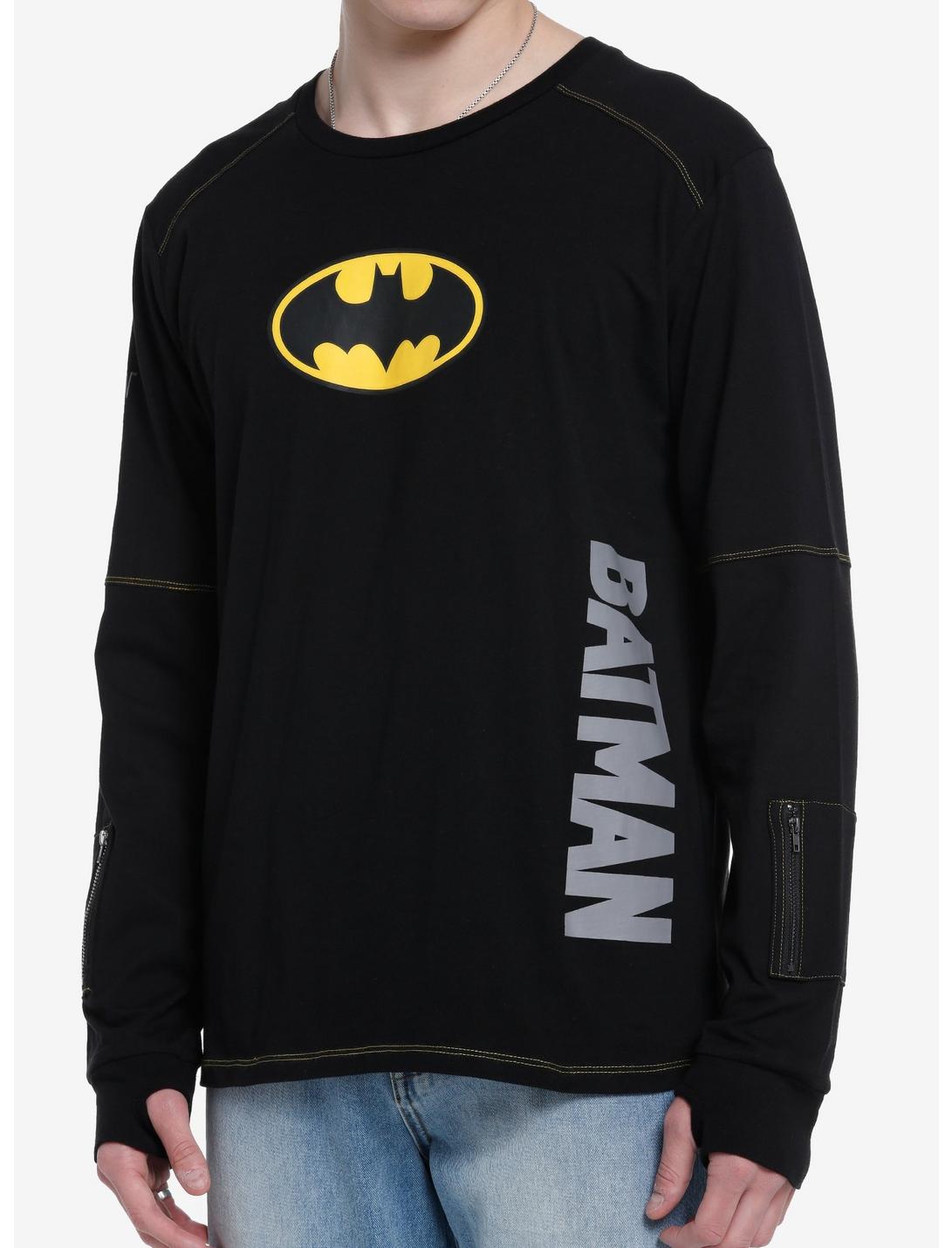 DC Comics The Flash Batman Zipper Long-Sleeve T-Shirt, BLACK, hi-res