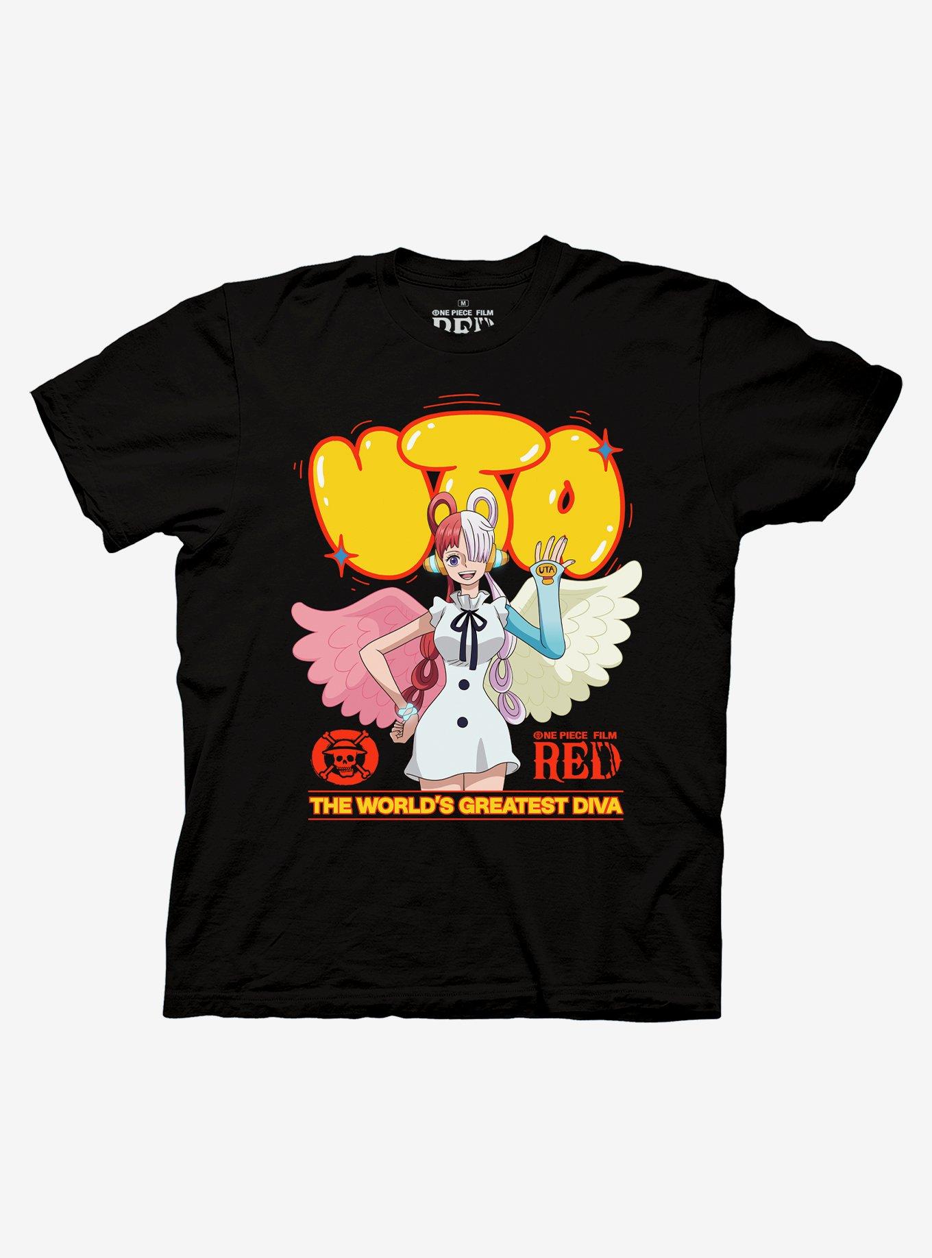 One Piece Film: Red Uta Bubble Font T-Shirt, BLACK, hi-res