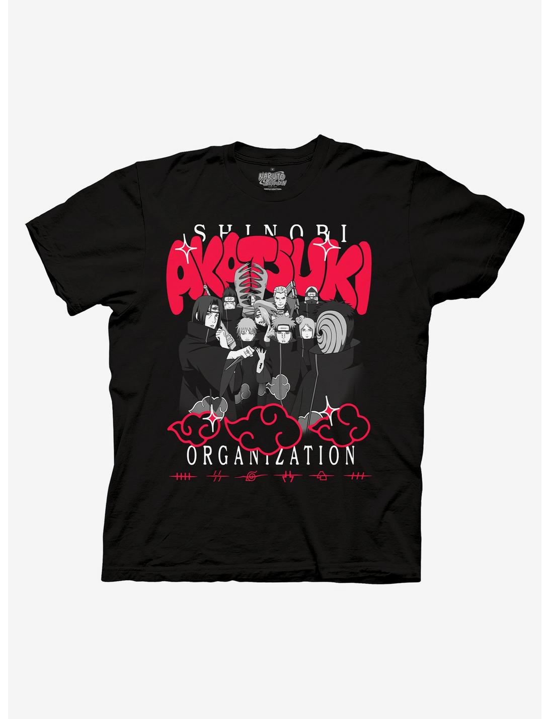 Naruto Shippuden Akatsuki Bubble Font T-Shirt, BLACK, hi-res