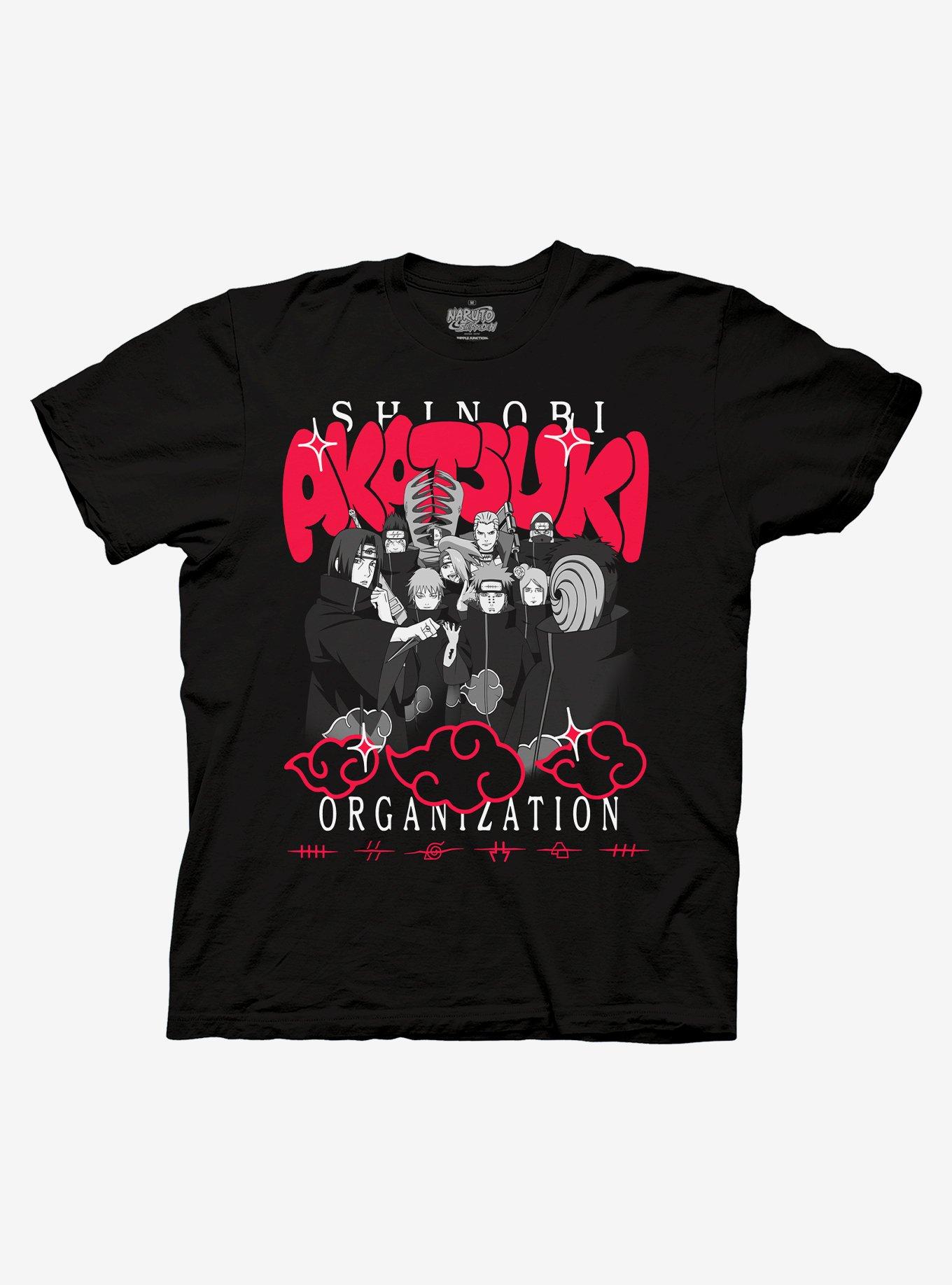 Naruto Shippuden Akatsuki Bubble Font T-Shirt, BLACK, hi-res