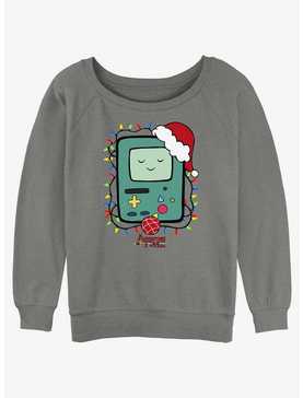 Adventure Time Christmas Light Up BMO Girls Slouchy Sweatshirt, , hi-res