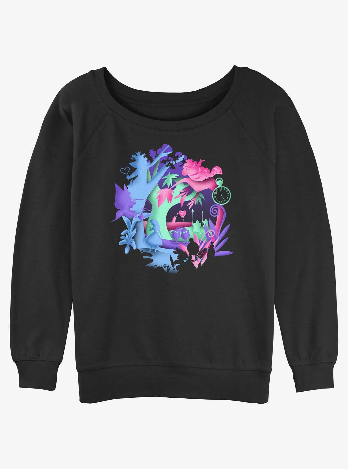 Disney Alice In Wonderland Chaos Wonderland Girls Slouchy Sweatshirt, BLACK, hi-res