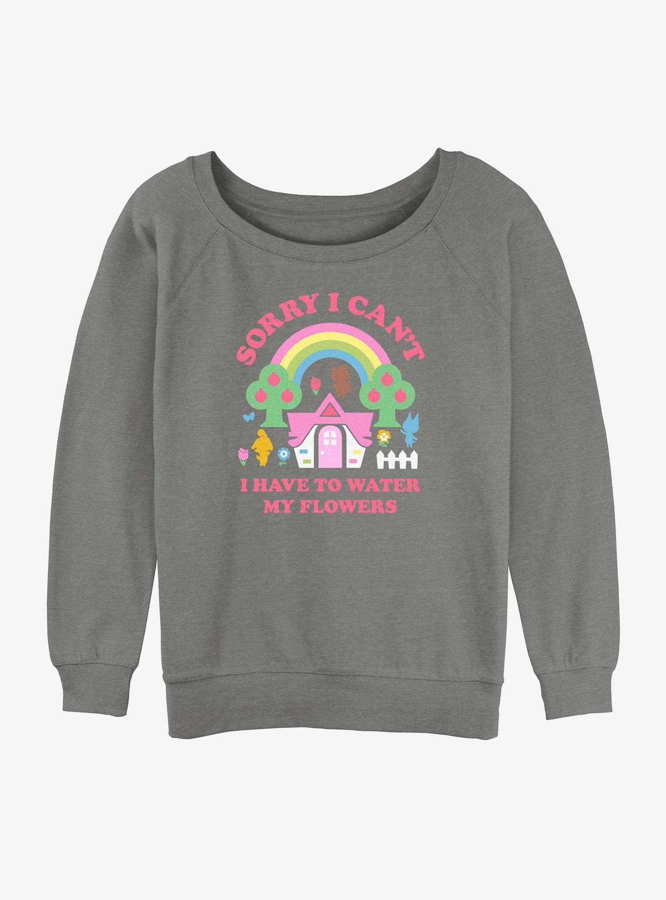 Nintendo Animal Crossing Water My Flowers Girls Slouchy Sweatshirt, GRAY HTR, hi-res