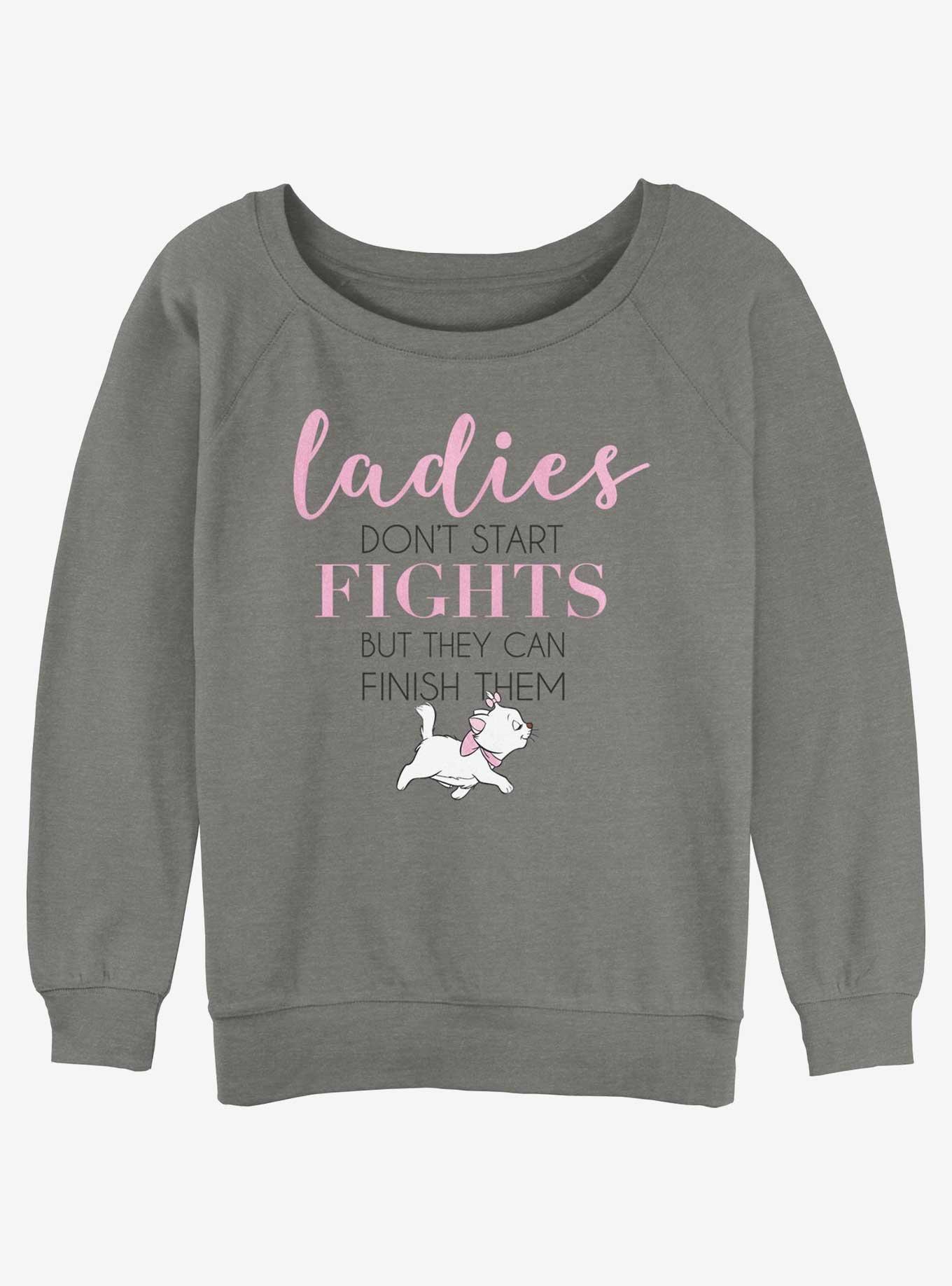 Disney The Aristocats Ladies Finish Fights Girls Slouchy Sweatshirt, GRAY HTR, hi-res