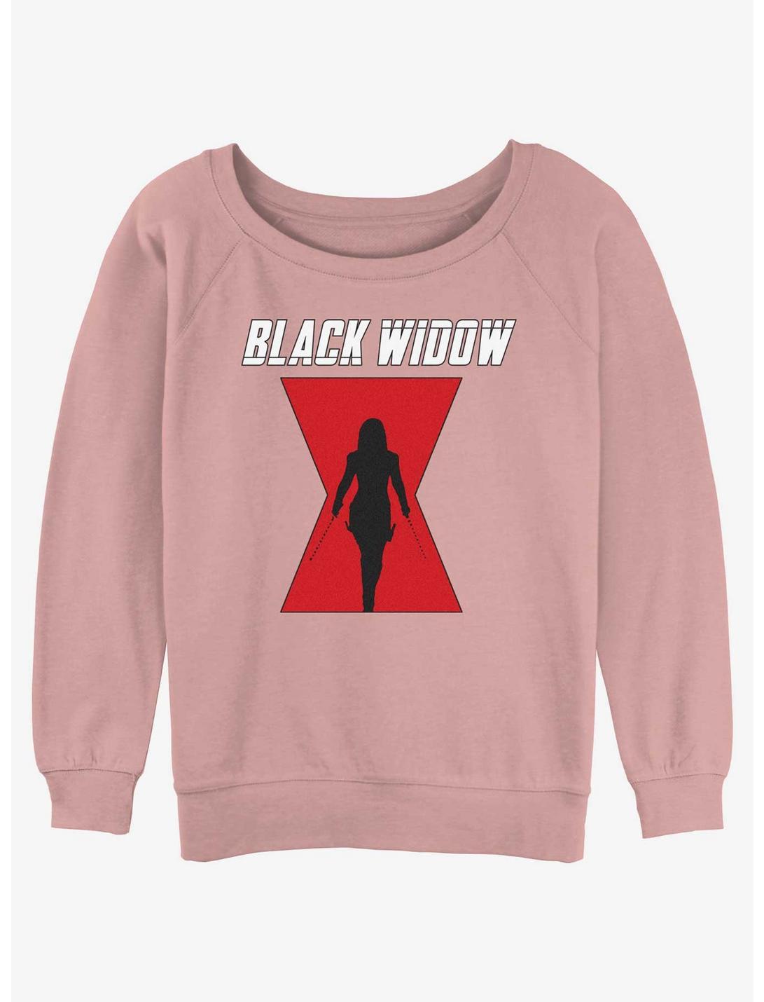 Marvel Black Widow Logo Girls Slouchy Sweatshirt, DESERTPNK, hi-res