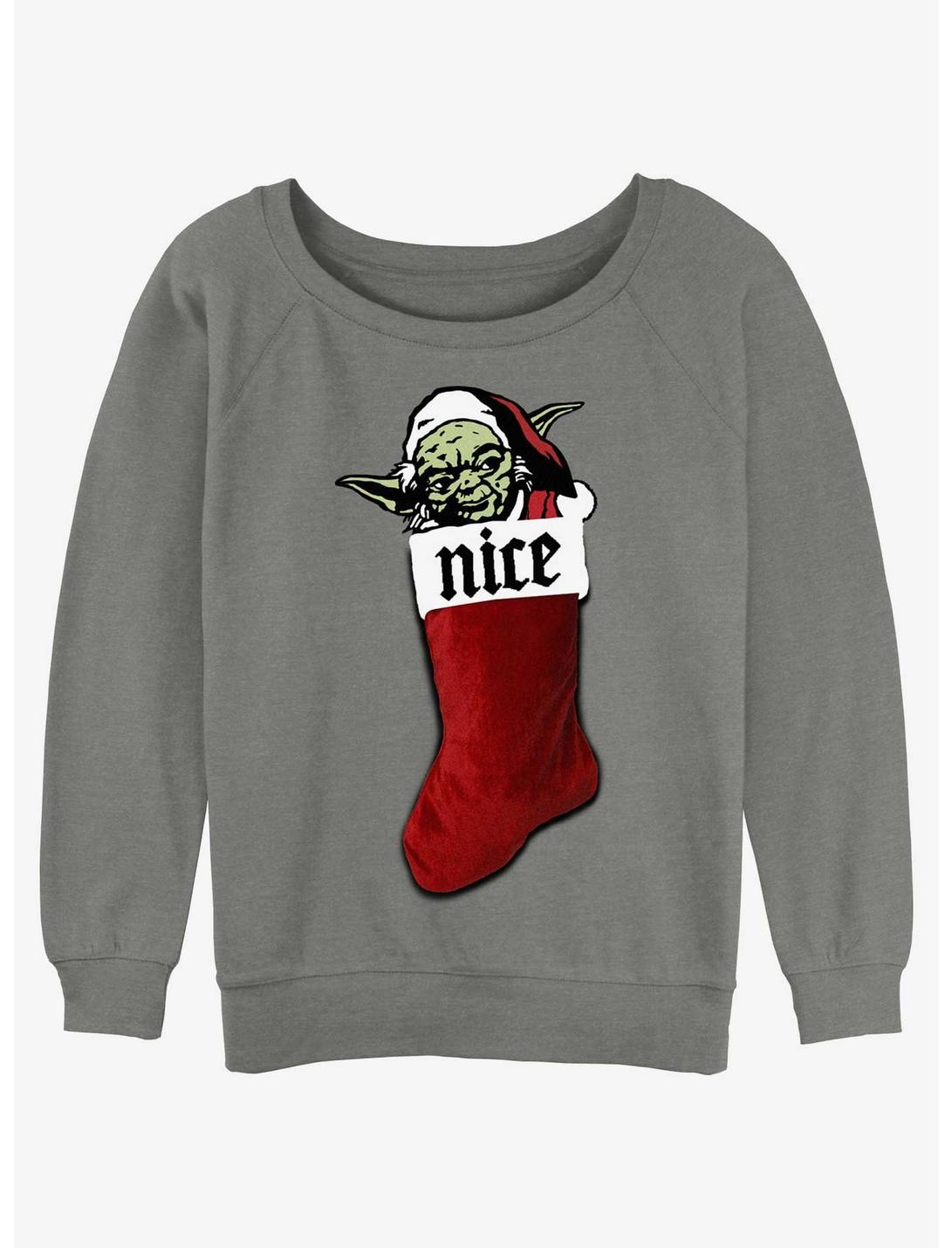 Star Wars Yoda Stocking Girls Slouchy Sweatshirt, GRAY HTR, hi-res