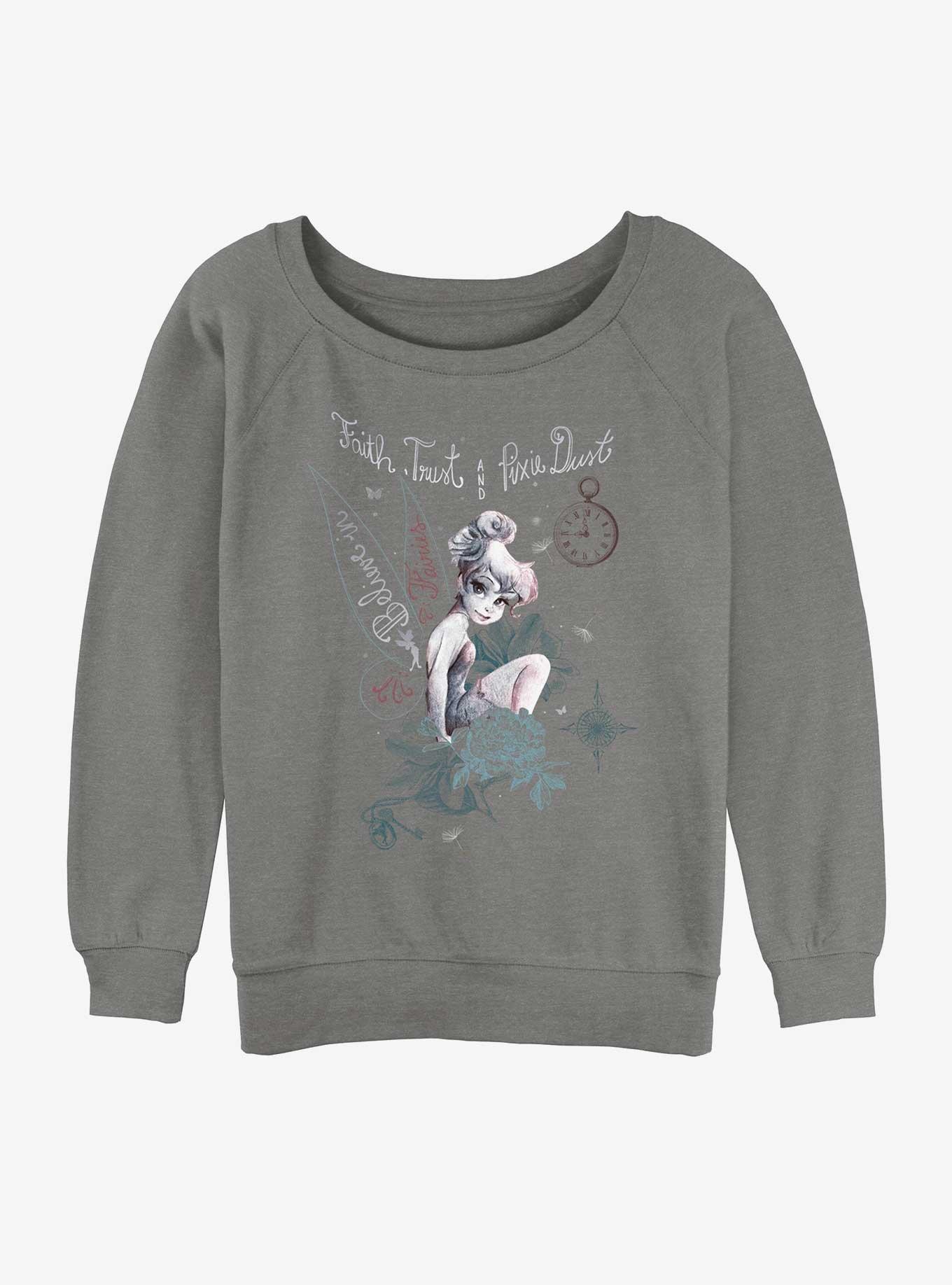 Disney Tinker Bell Pixie Dust Girls Slouchy Sweatshirt, GRAY HTR, hi-res