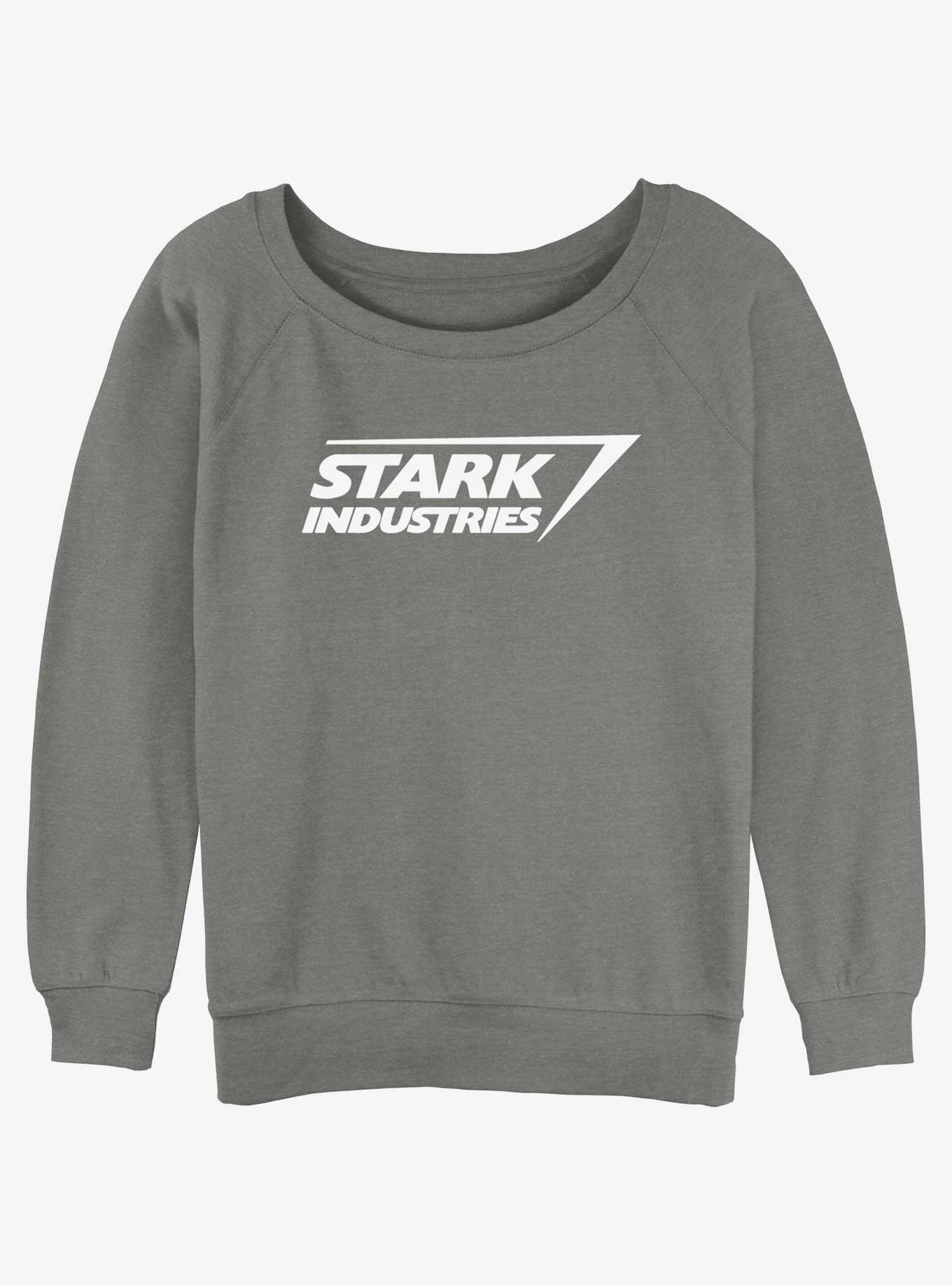 Marvel Iron Man Stark Industries Logo Girls Slouchy Sweatshirt, GRAY HTR, hi-res