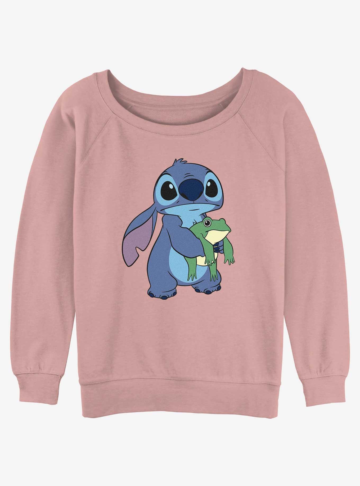 Disney Lilo & Stitch Froggie Girls Slouchy Sweatshirt, DESERTPNK, hi-res
