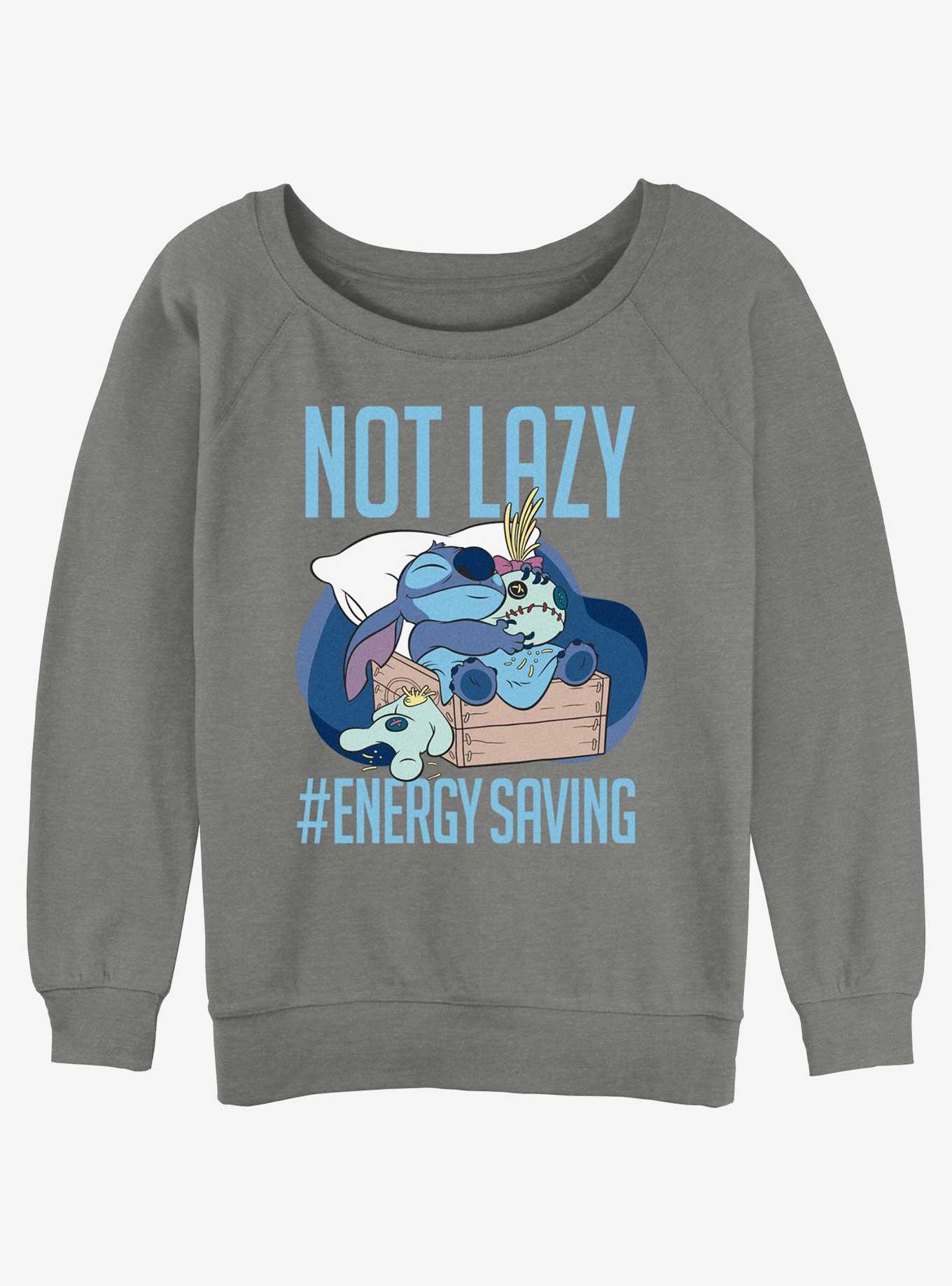 Disney Lilo & Stitch Lazy Energy Girls Slouchy Sweatshirt, GRAY HTR, hi-res