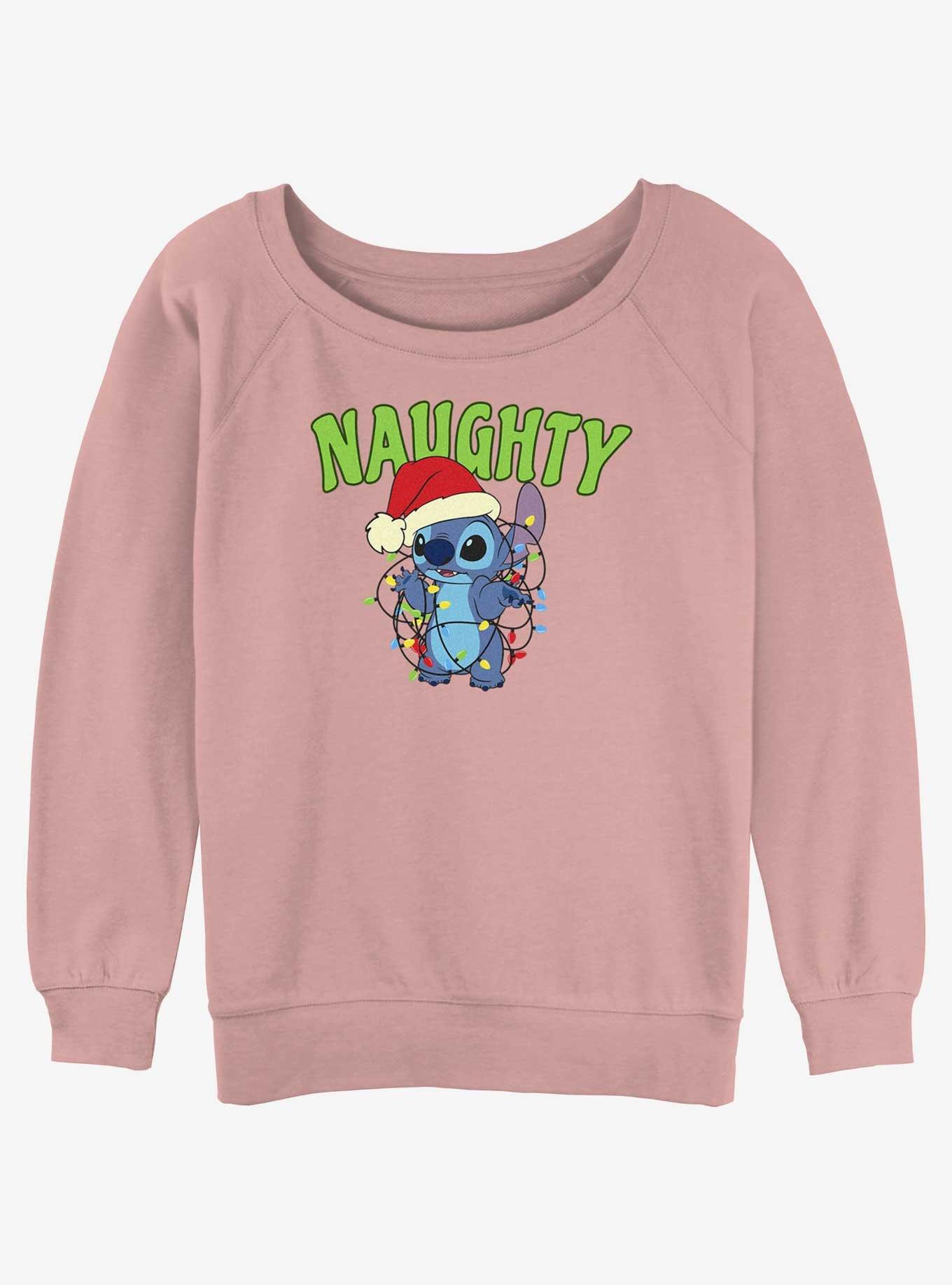Disney Lilo & Stitch Naughty Stitch Girls Slouchy Sweatshirt, DESERTPNK, hi-res