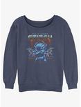 Disney Lilo & Stitch Rocker Stitch Girls Slouchy Sweatshirt, BLUEHTR, hi-res