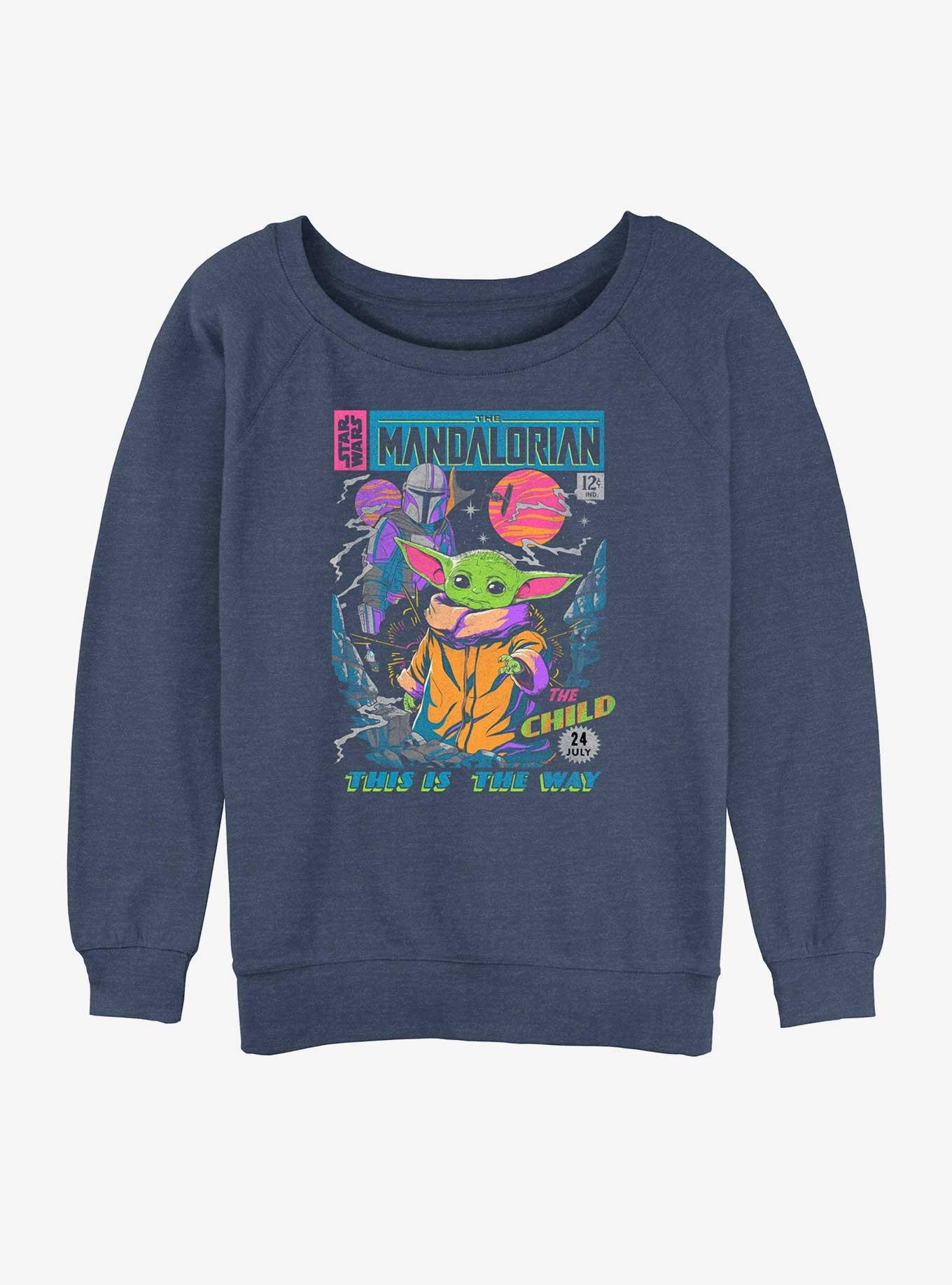 Star Wars The Mandalorian Comic Cover Girls Slouchy Sweatshirt, BLUEHTR, hi-res