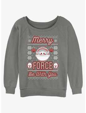 Star Wars The Mandalorian Merry Force Ugly Christmas Girls Slouchy Sweatshirt, , hi-res