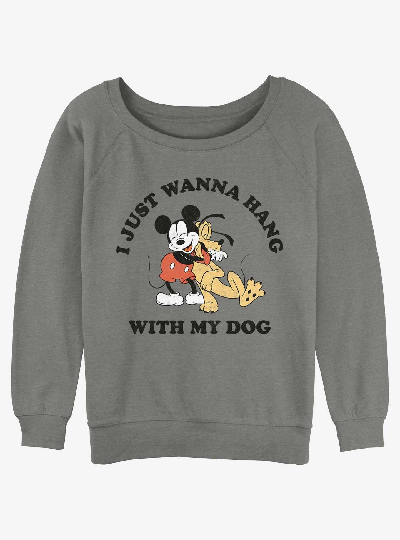 Disney Mickey Mouse & Pluto Dog Lover Girls Slouchy Sweatshirt, , hi-res