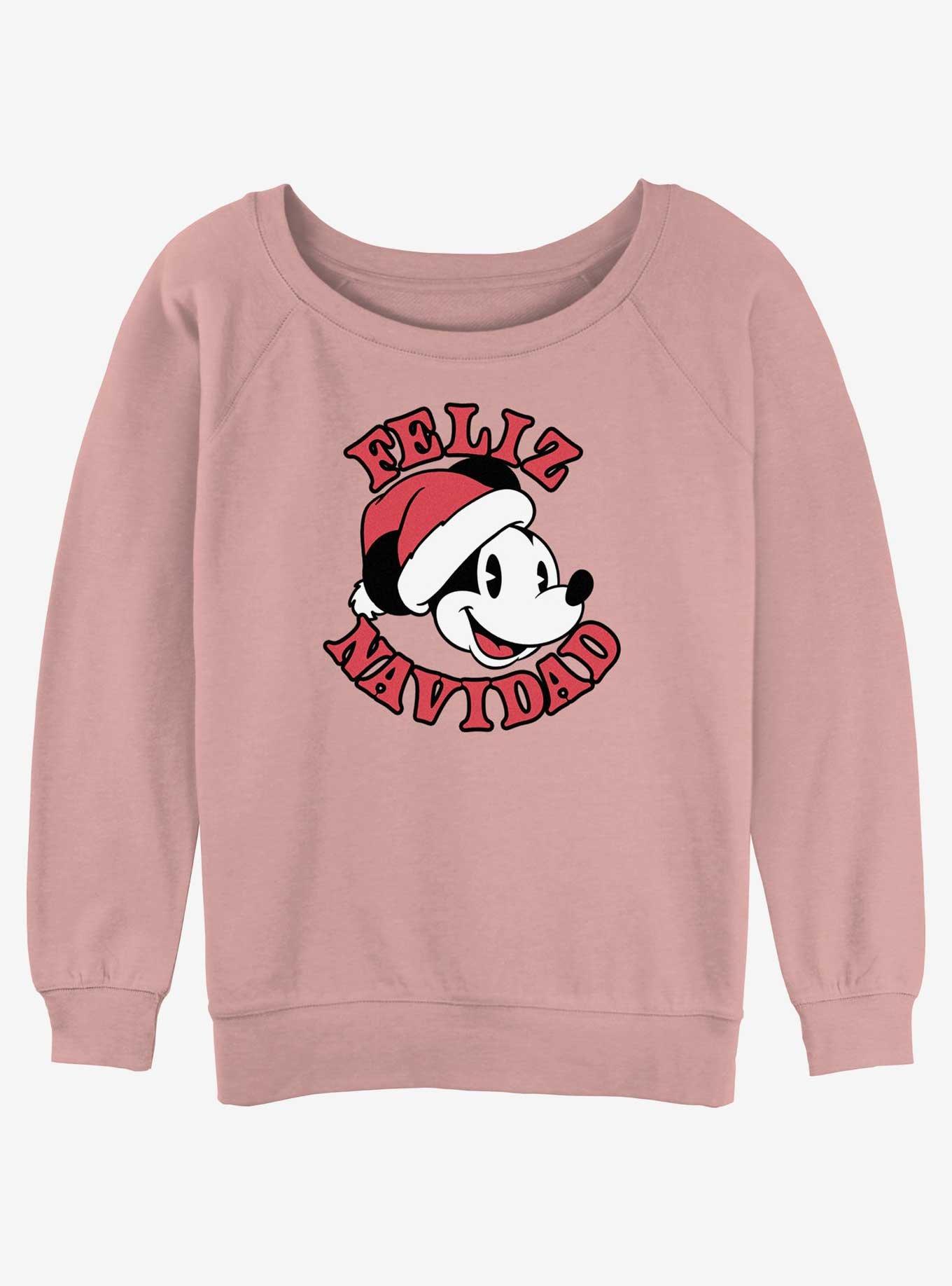 Disney Mickey Mouse Merry Christmas in Spanish Girls Slouchy Sweatshirt, DESERTPNK, hi-res