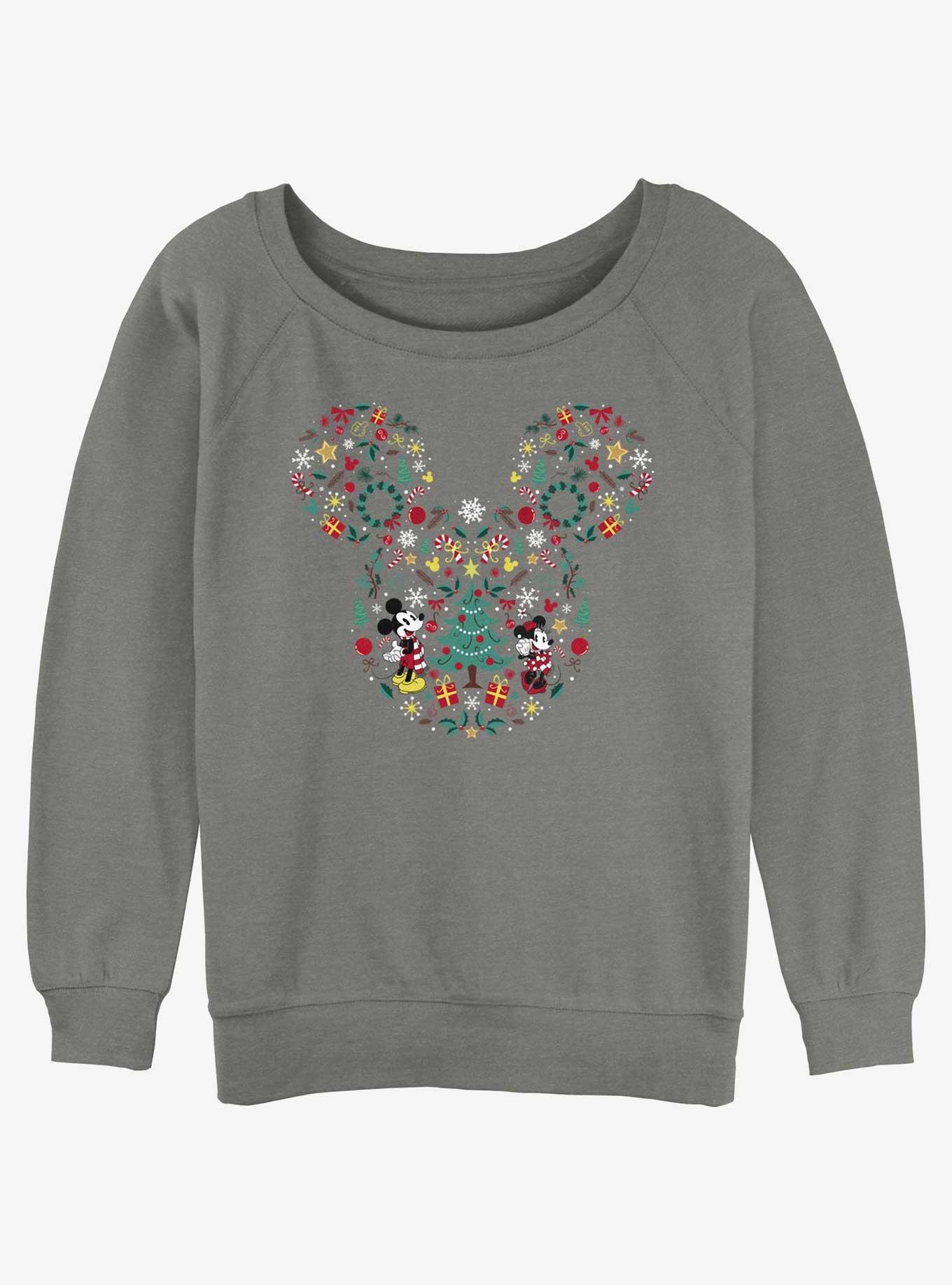 Disney Mickey Mouse & Minnie Mouse Holiday Icon Ear Fill Girls Slouchy Sweatshirt, , hi-res