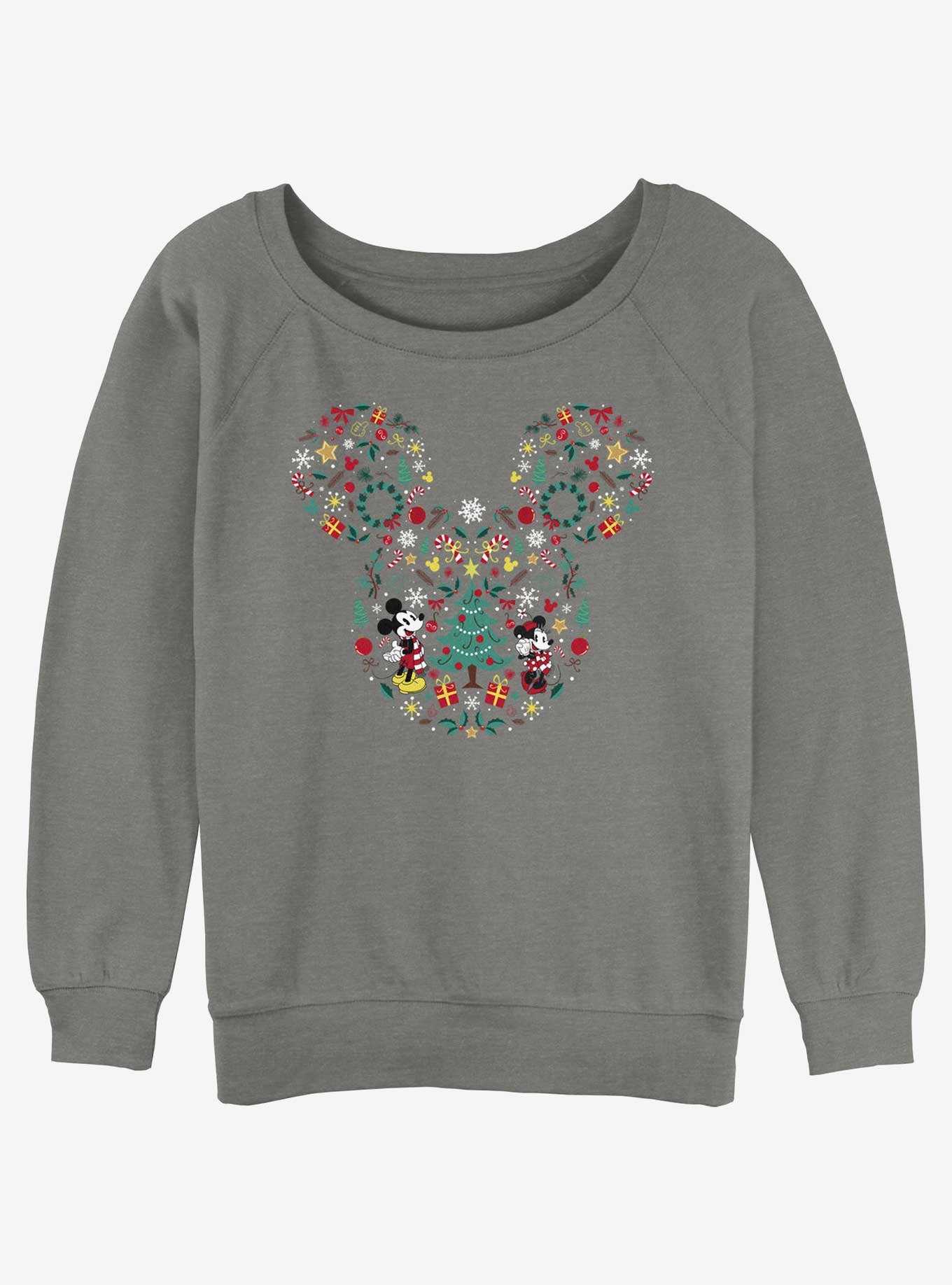 Disney Mickey Mouse Holiday Icon Ear Fill Girls Slouchy Sweatshirt, , hi-res