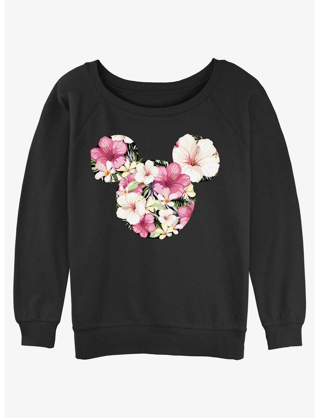 Disney Mickey Mouse Tropical Mouse Girls Slouchy Sweatshirt, BLACK, hi-res