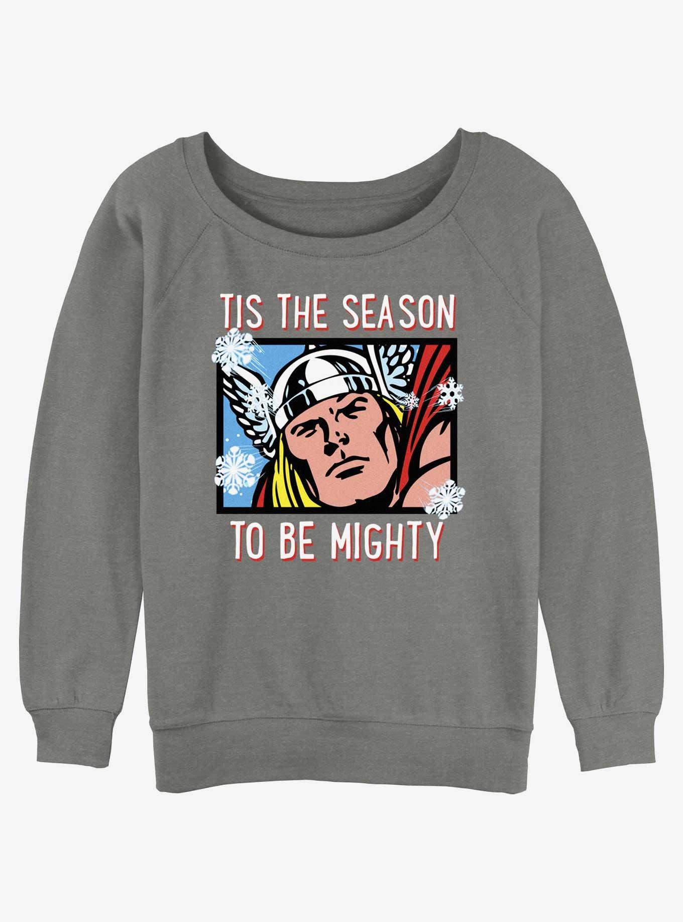Marvel Thor Mighty Season Girls Slouchy Sweatshirt, GRAY HTR, hi-res