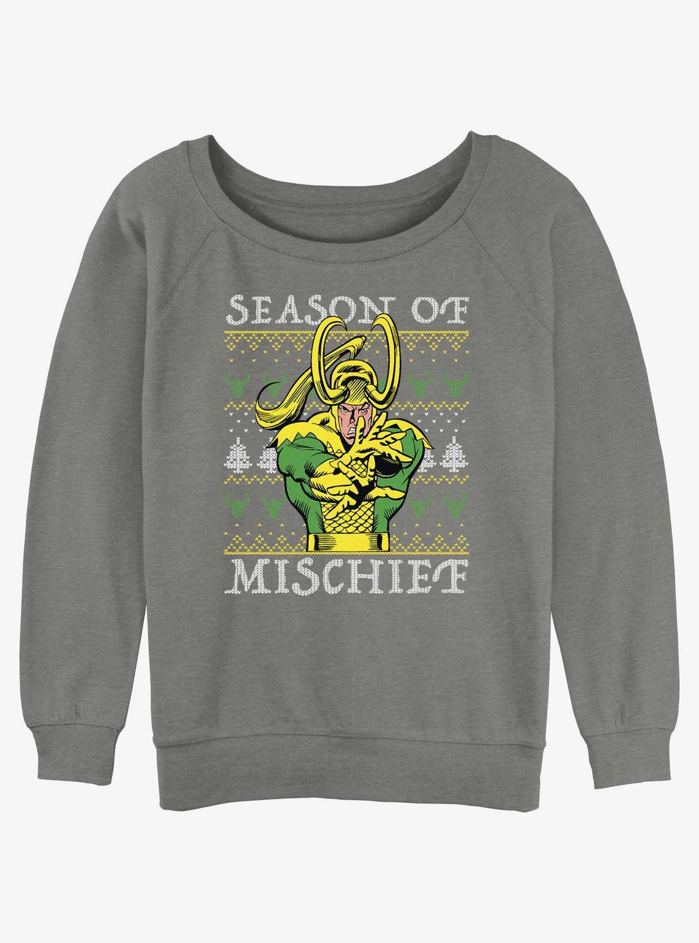 Marvel Loki Mischief Season Ugly Christmas Girls Slouchy Sweatshirt, , hi-res