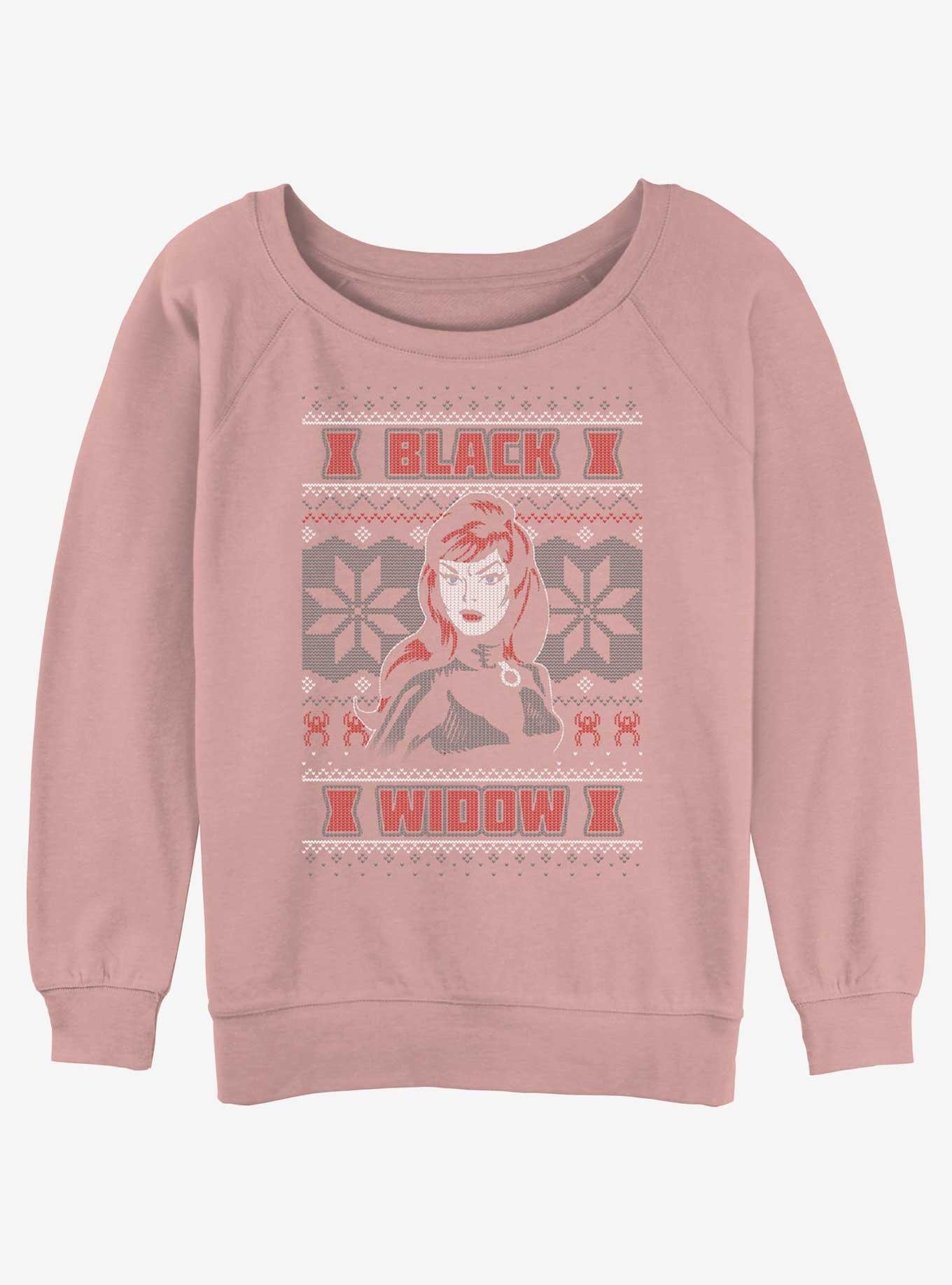 Marvel Black Widow Ugly Christmas Girls Slouchy Sweatshirt, DESERTPNK, hi-res