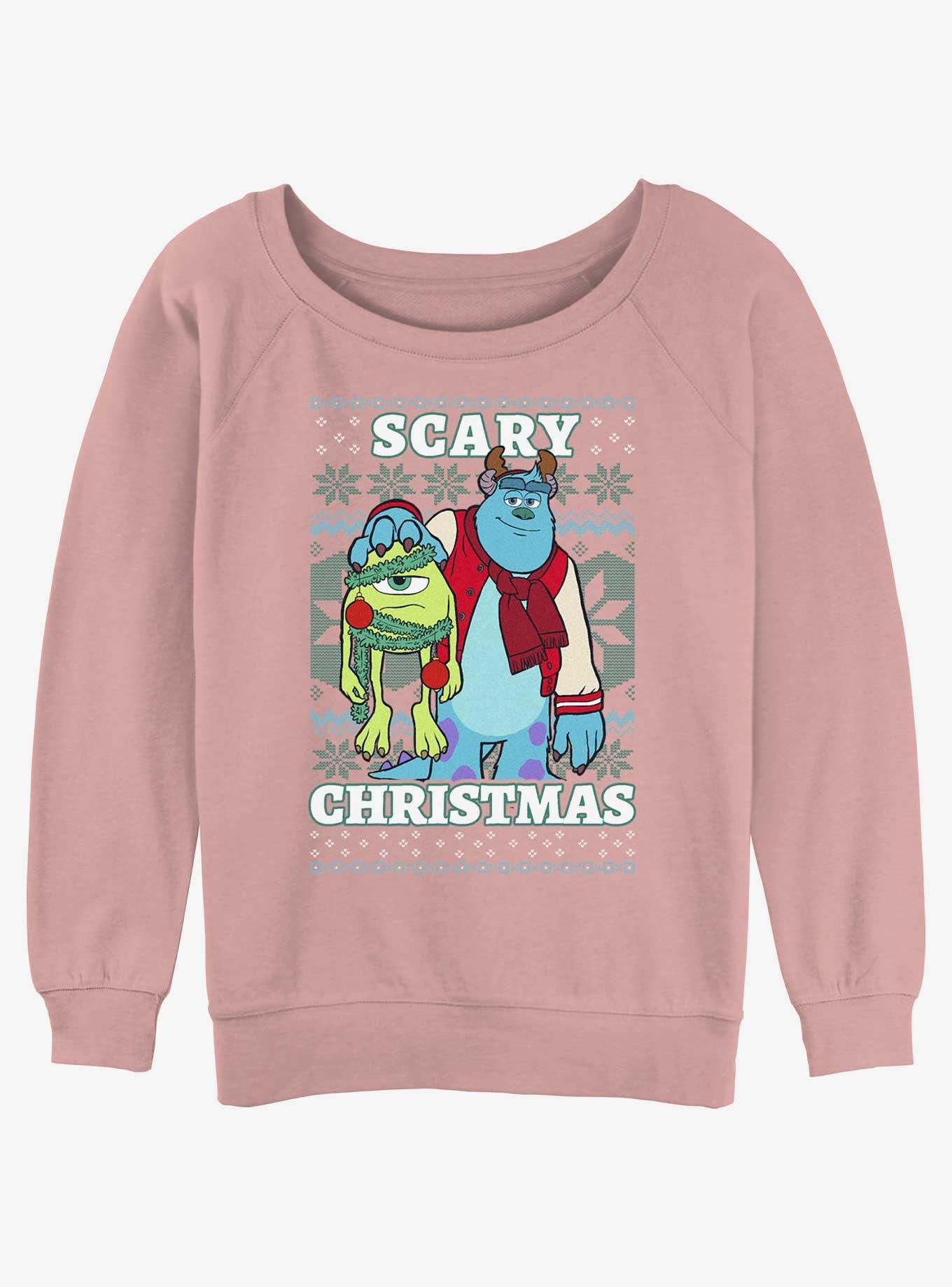 Disney Pixar Monsters University Scary Ugly Christmas Girls Slouchy Sweatshirt, DESERTPNK, hi-res