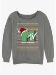MTV Logo Ugly Christmas Girls Slouchy Sweatshirt, GRAY HTR, hi-res