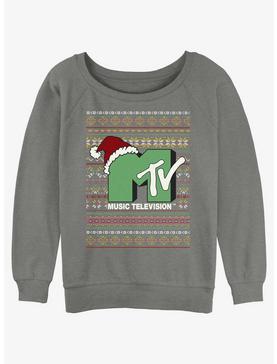 MTV Logo Ugly Christmas Girls Slouchy Sweatshirt, , hi-res