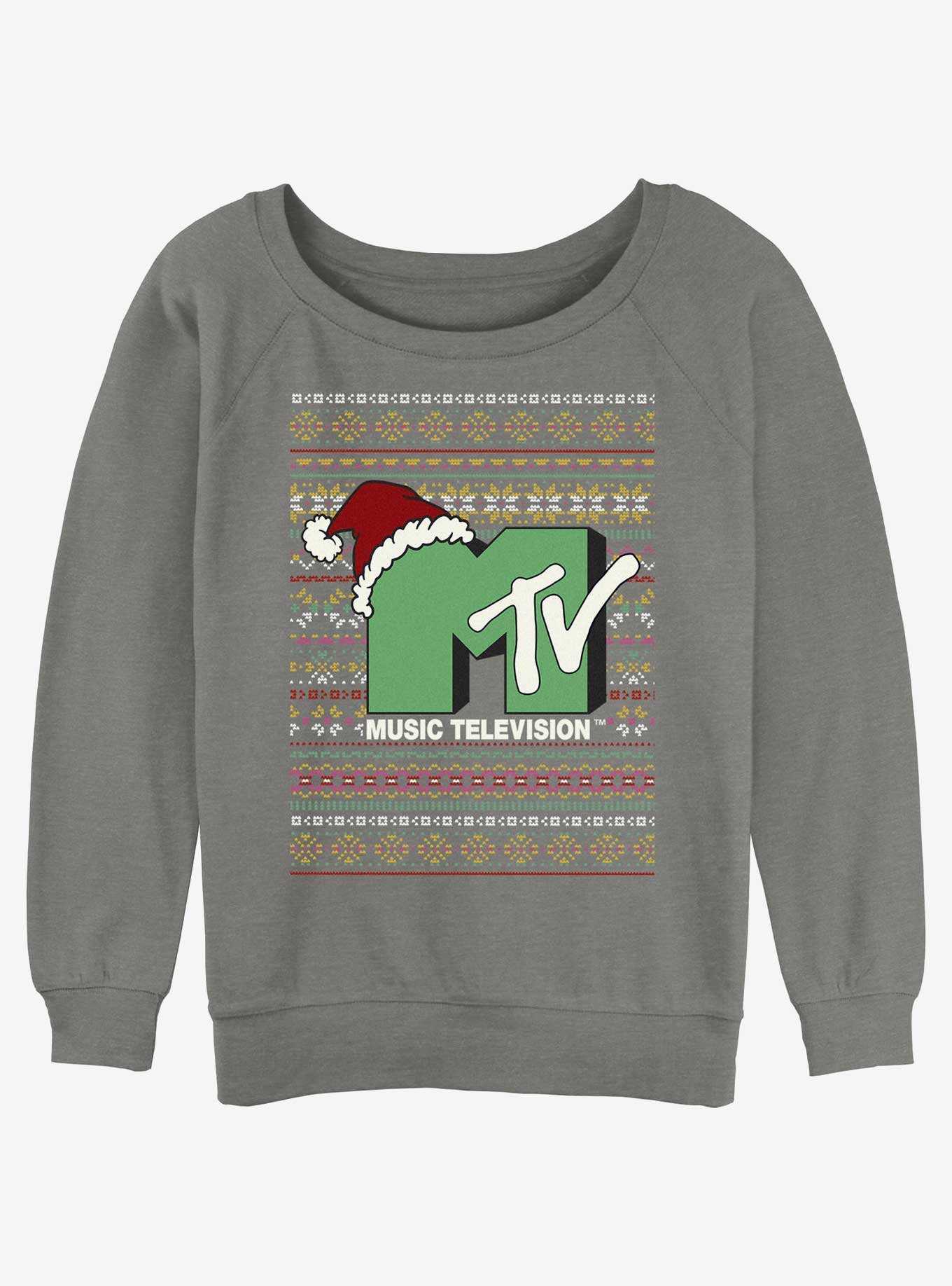 MTV Logo Ugly Christmas Girls Slouchy Sweatshirt, , hi-res