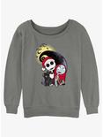 Disney The Nightmare Before Christmas Santa Jack and Sally Girls Slouchy Sweatshirt, GRAY HTR, hi-res