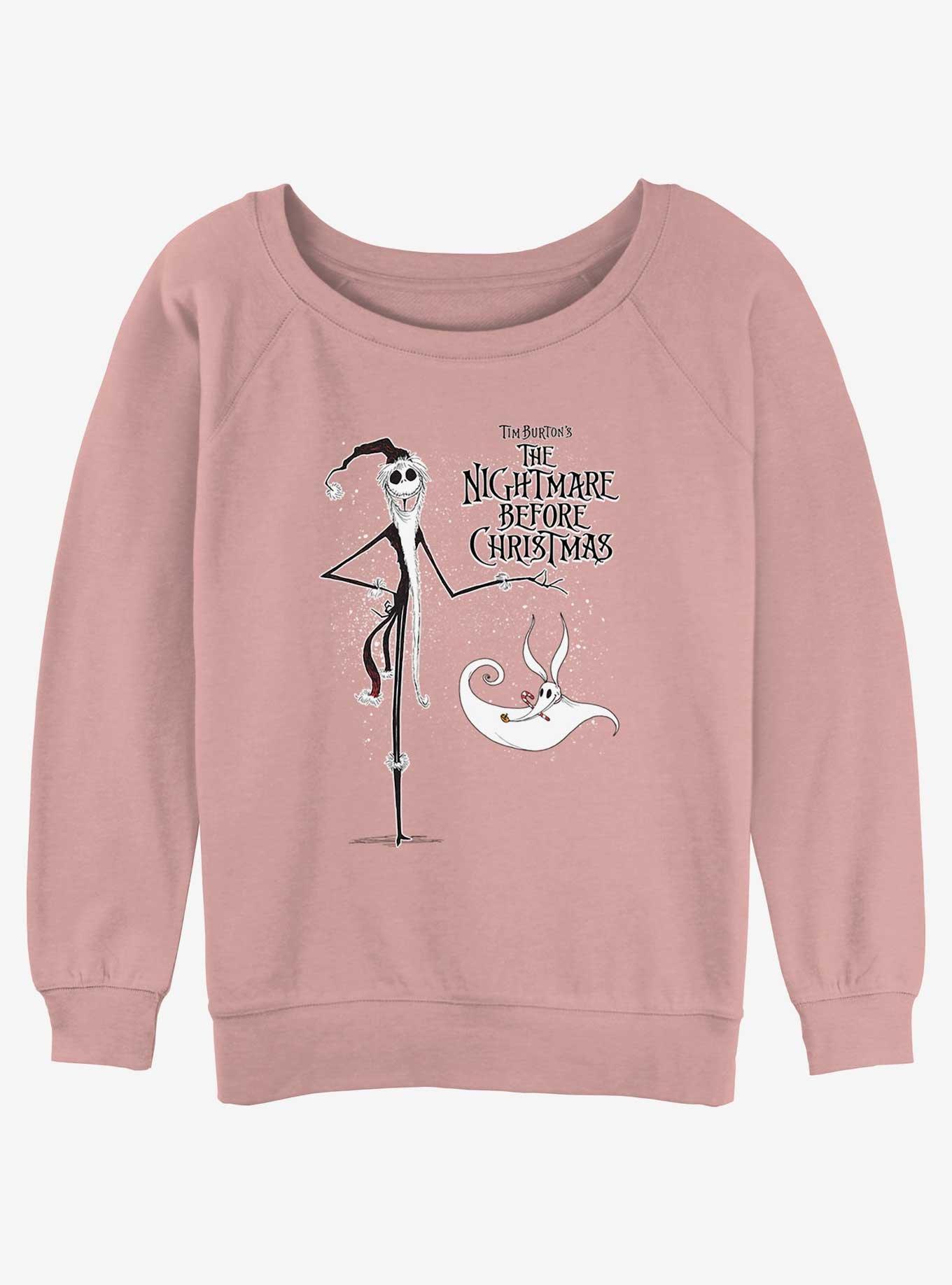 Disney The Nightmare Before Christmas Jack and Zero Girls Slouchy Sweatshirt, DESERTPNK, hi-res