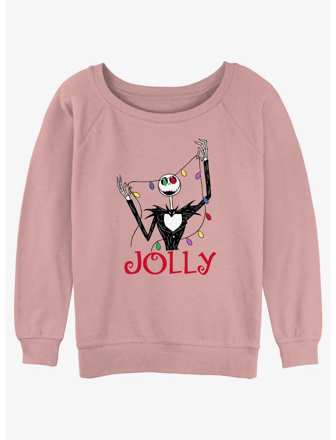 Disney The Nightmare Before Christmas Jolly Jack Christmas Lights Girls Slouchy Sweatshirt, DESERTPNK, hi-res